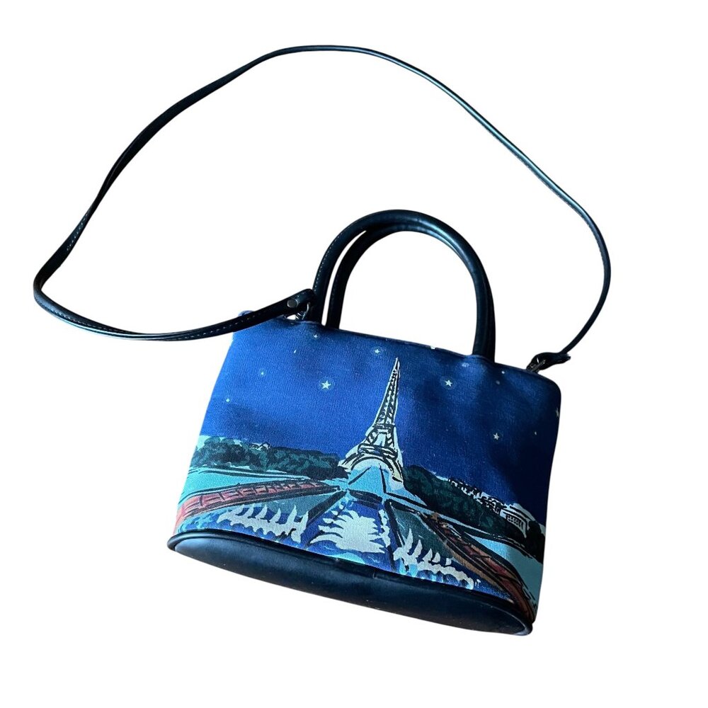 Charming vintage beaded Paris + Eiffel tower Starry Night Art crossbody bag Y2K - Picture 5 of 11